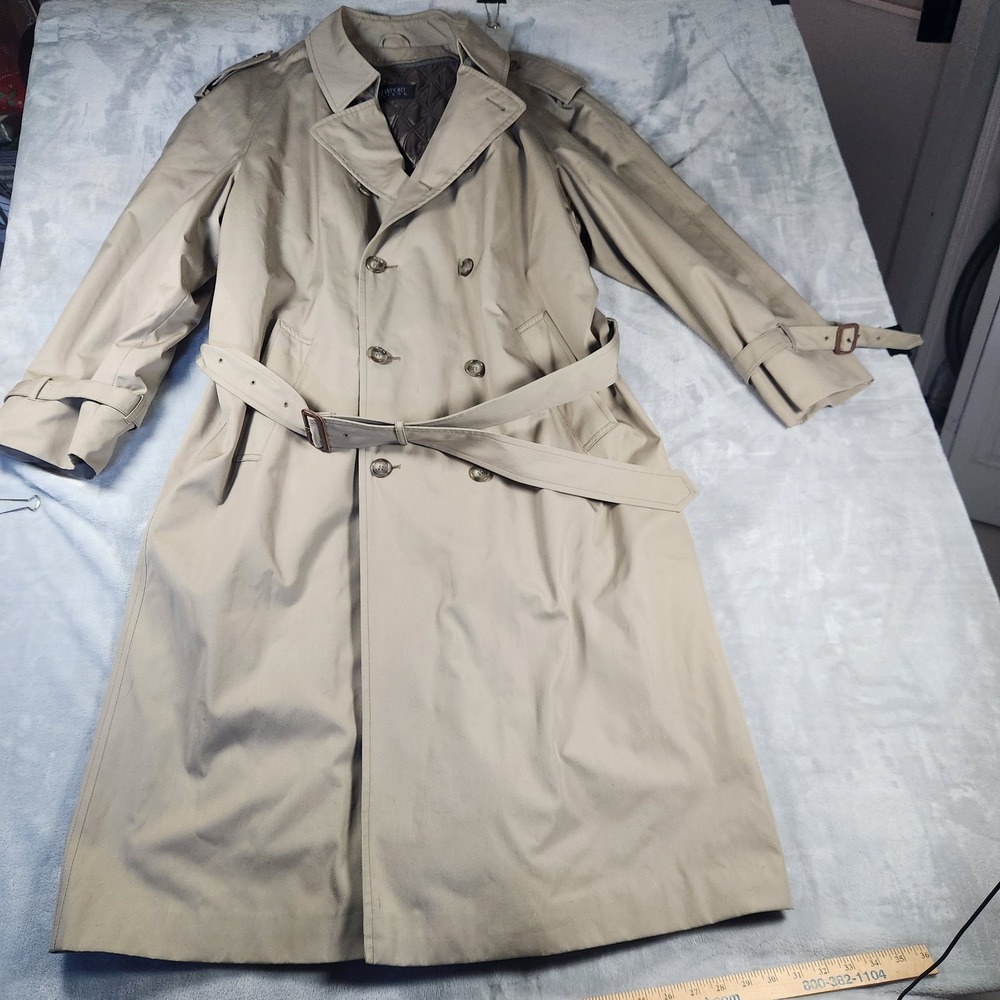 Vintage Newport Harbor‎ Men's Trench Coat 46L USA Made Wool Removable Liner